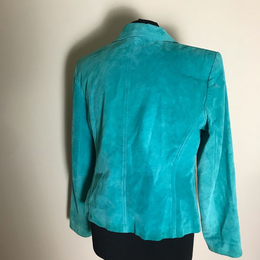 Alfani Teal Suede Leather Jacket - Picture 5 of 6